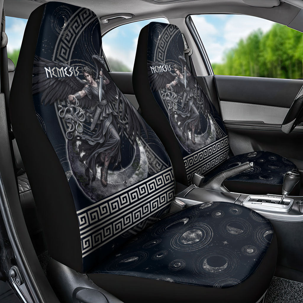 Nemesis Goddess Car Seat Cover Winged Nemesis Crescent Moon Sword Greek Key