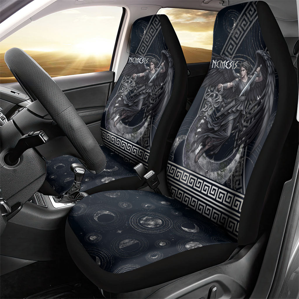 Nemesis Goddess Car Seat Cover Winged Nemesis Crescent Moon Sword Greek Key