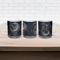Nemesis Goddess Ceramic Mug Winged Nemesis Crescent Moon Sword Greek Key