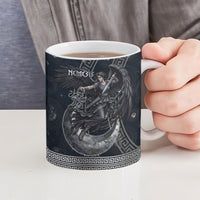 Nemesis Goddess Ceramic Mug Winged Nemesis Crescent Moon Sword Greek Key
