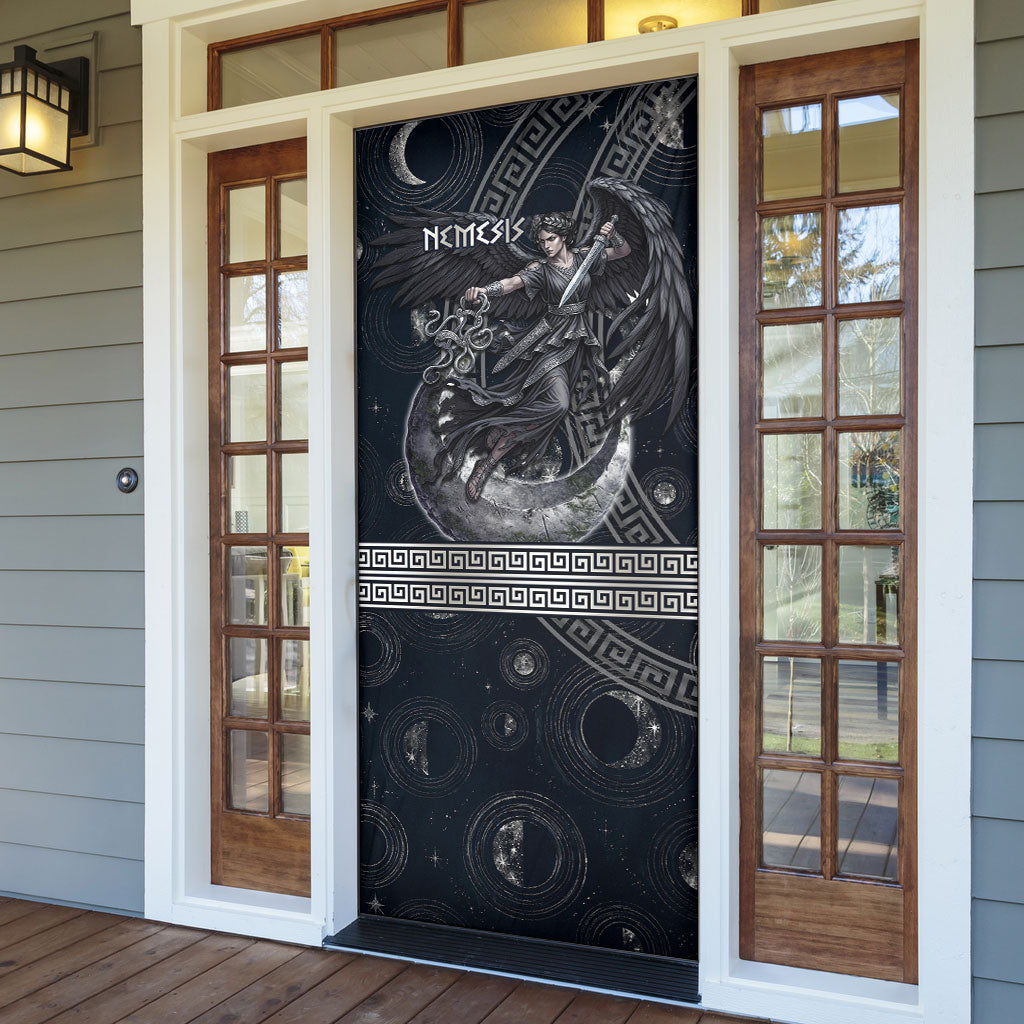Nemesis Goddess Door Cover Winged Nemesis Crescent Moon Sword Greek Key