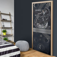 Nemesis Goddess Door Cover Winged Nemesis Crescent Moon Sword Greek Key