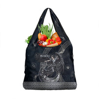 Nemesis Goddess Grocery Bag Winged Nemesis Crescent Moon Sword Greek Key
