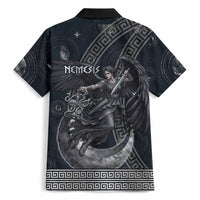 Nemesis Goddess Hawaiian Shirt Winged Nemesis Crescent Moon Sword Greek Key