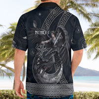 Nemesis Goddess Hawaiian Shirt Winged Nemesis Crescent Moon Sword Greek Key