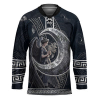 Nemesis Goddess Hockey Jersey Winged Nemesis Crescent Moon Sword Greek Key
