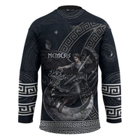 Nemesis Goddess Hockey Jersey Winged Nemesis Crescent Moon Sword Greek Key