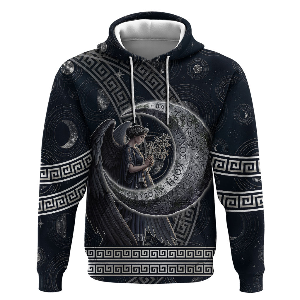 Nemesis Goddess Hoodie Winged Nemesis Crescent Moon Sword Greek Key