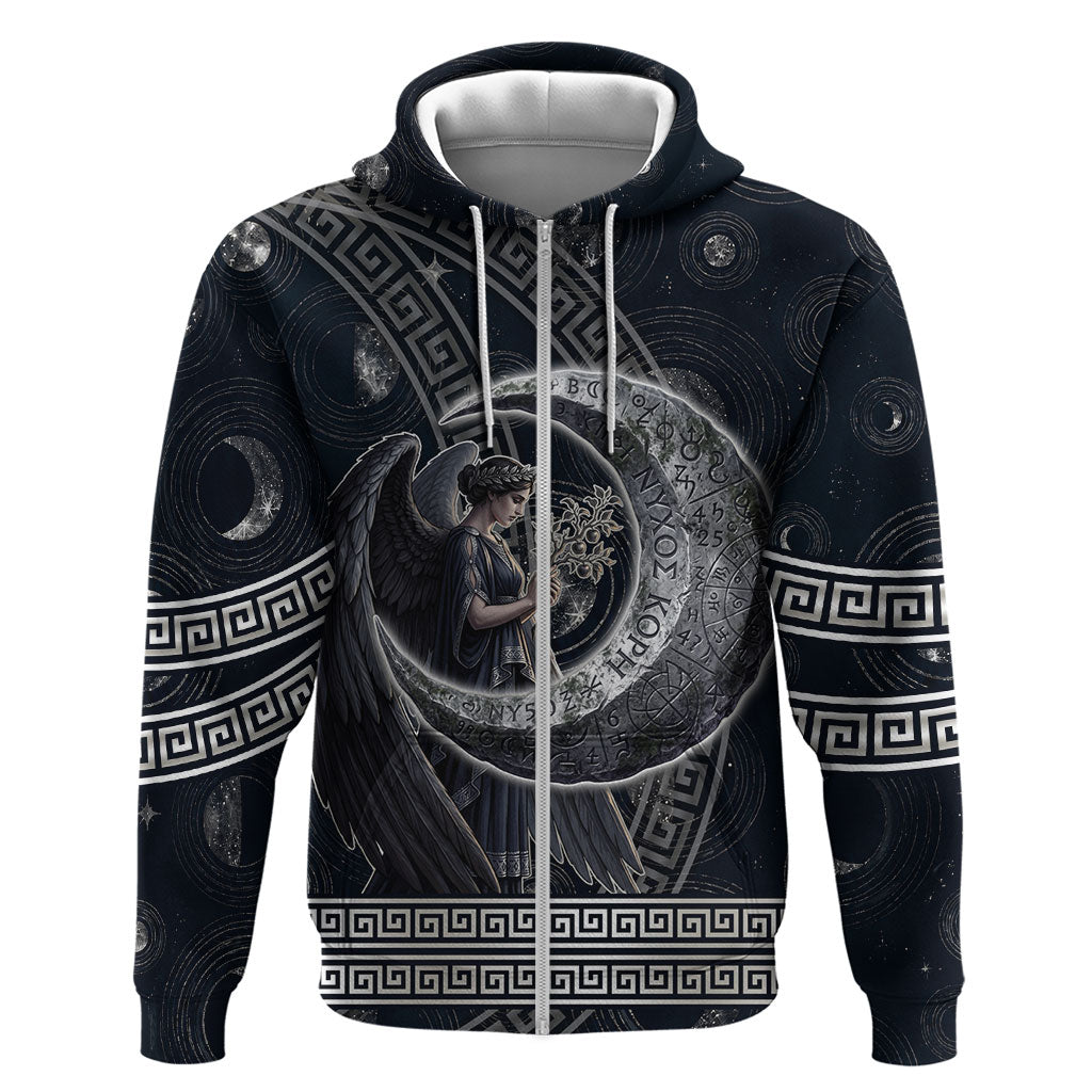 Nemesis Goddess Hoodie Winged Nemesis Crescent Moon Sword Greek Key