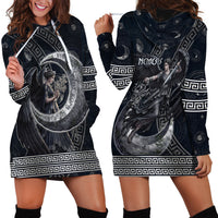 Nemesis Goddess Hoodie Dress Winged Nemesis Crescent Moon Sword Greek Key