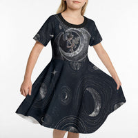 Nemesis Goddess Kid Short Sleeve Dress Winged Nemesis Crescent Moon Sword Greek Key