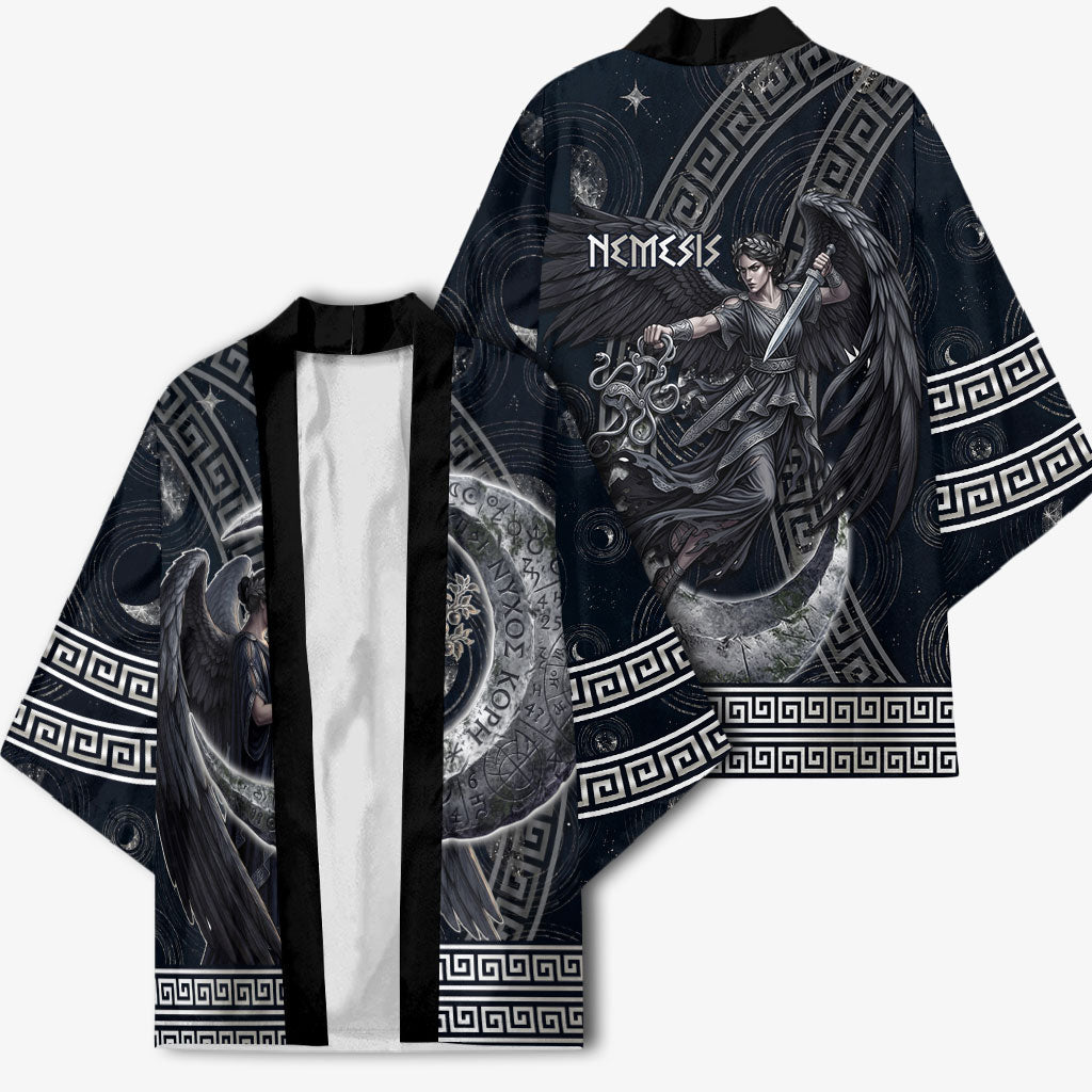 Nemesis Goddess Kimono Winged Nemesis Crescent Moon Sword Greek Key