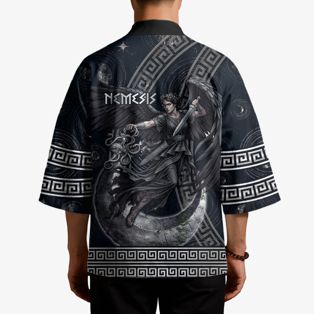 Nemesis Goddess Kimono Winged Nemesis Crescent Moon Sword Greek Key