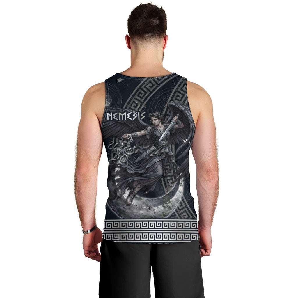 Nemesis Goddess Men Tank Top Winged Nemesis Crescent Moon Sword Greek Key