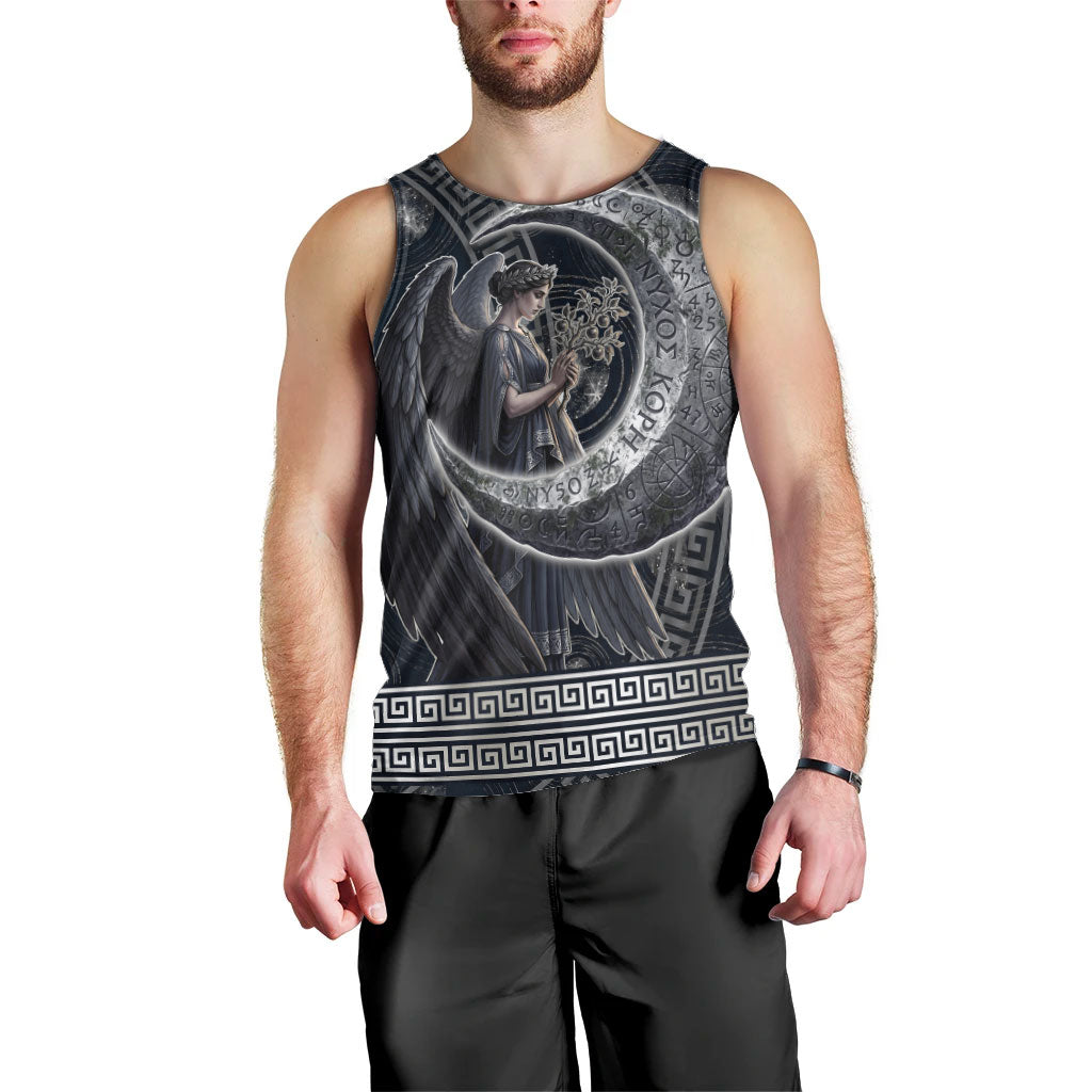 Nemesis Goddess Men Tank Top Winged Nemesis Crescent Moon Sword Greek Key