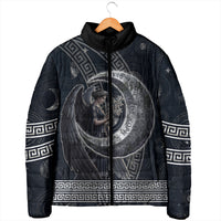 Nemesis Goddess Padded Jacket Winged Nemesis Crescent Moon Sword Greek Key