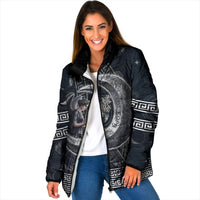 Nemesis Goddess Padded Jacket Winged Nemesis Crescent Moon Sword Greek Key