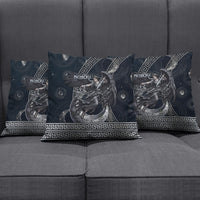 Nemesis Goddess Pillow Cover Winged Nemesis Crescent Moon Sword Greek Key