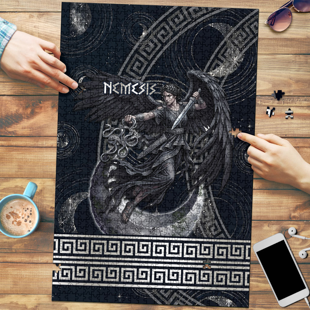 Nemesis Goddess Puzzle Winged Nemesis Crescent Moon Sword Greek Key