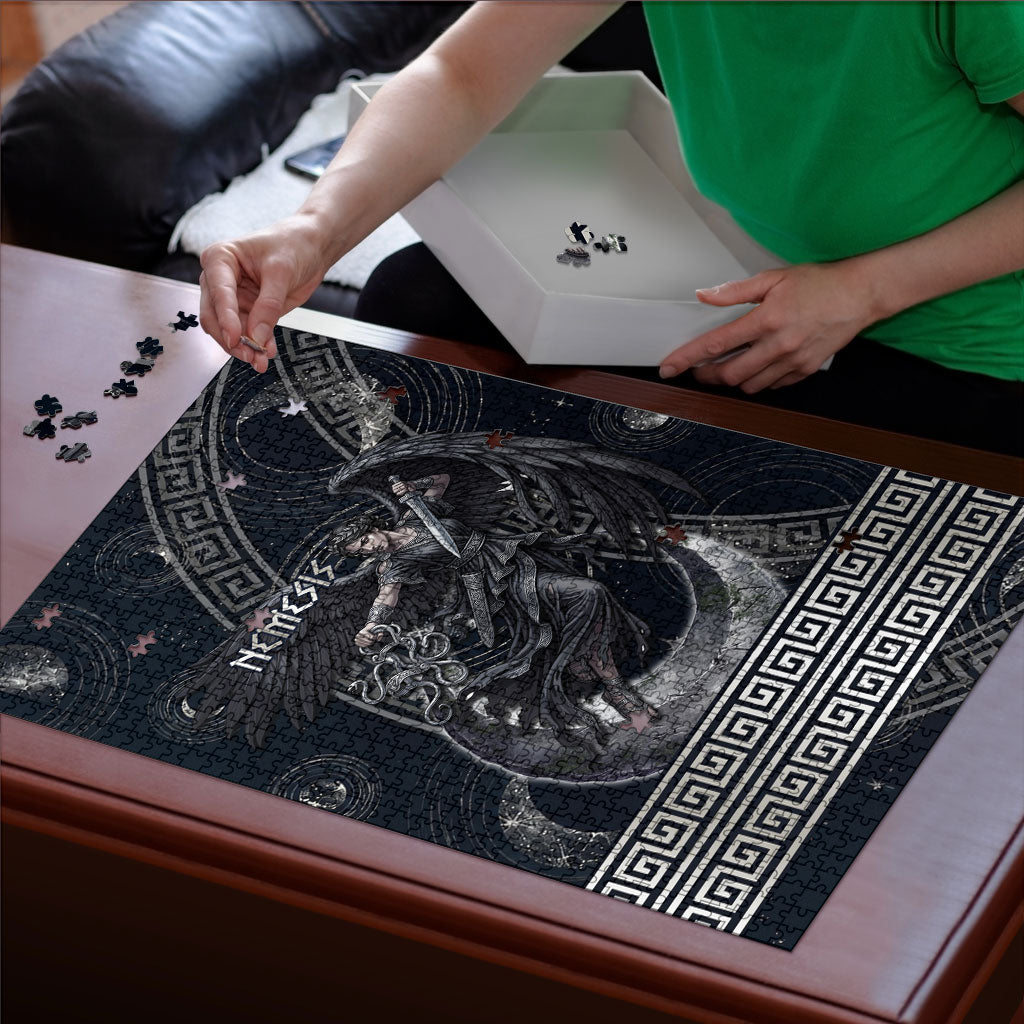 Nemesis Goddess Puzzle Winged Nemesis Crescent Moon Sword Greek Key