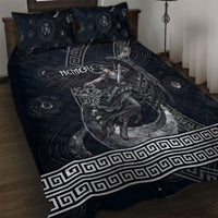 Nemesis Goddess Quilt Bed Set Winged Nemesis Crescent Moon Sword Greek Key