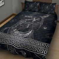 Nemesis Goddess Quilt Bed Set Winged Nemesis Crescent Moon Sword Greek Key