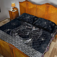 Nemesis Goddess Quilt Bed Set Winged Nemesis Crescent Moon Sword Greek Key