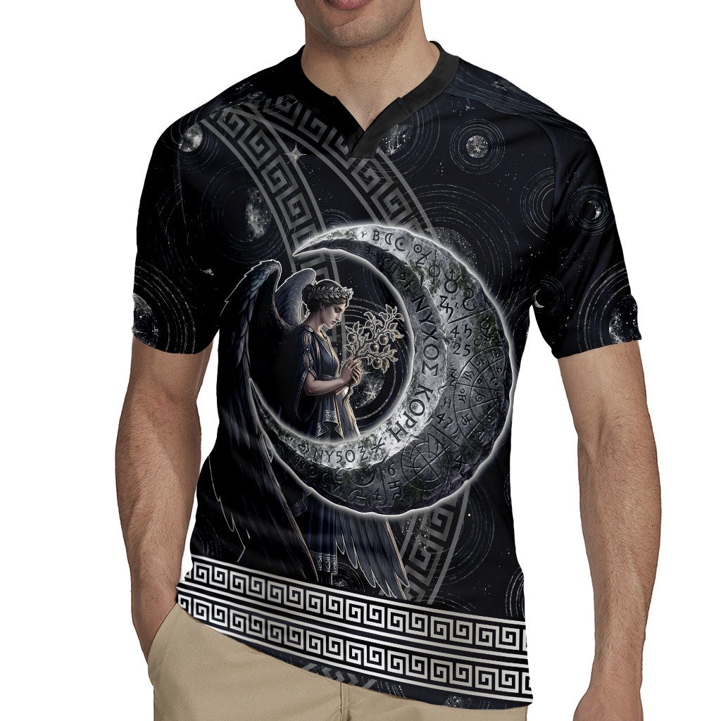 Nemesis Goddess Rugby Jersey Winged Nemesis Crescent Moon Sword Greek Key