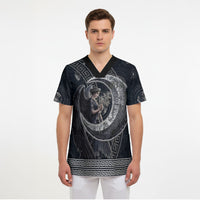 Nemesis Goddess Scrub Top Winged Nemesis Crescent Moon Sword Greek Key