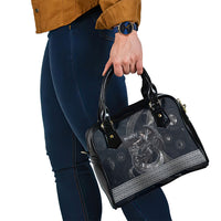 Nemesis Goddess Shoulder Handbag Winged Nemesis Crescent Moon Sword Greek Key