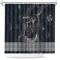 Nemesis Goddess Shower Curtain Winged Nemesis Crescent Moon Sword Greek Key