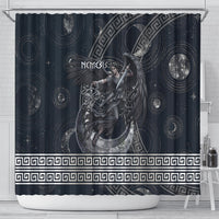 Nemesis Goddess Shower Curtain Winged Nemesis Crescent Moon Sword Greek Key