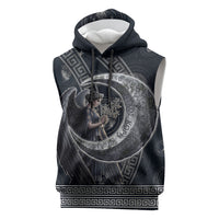 Nemesis Goddess Sleeveless Hoodie Winged Nemesis Crescent Moon Sword Greek Key