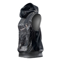 Nemesis Goddess Sleeveless Hoodie Winged Nemesis Crescent Moon Sword Greek Key