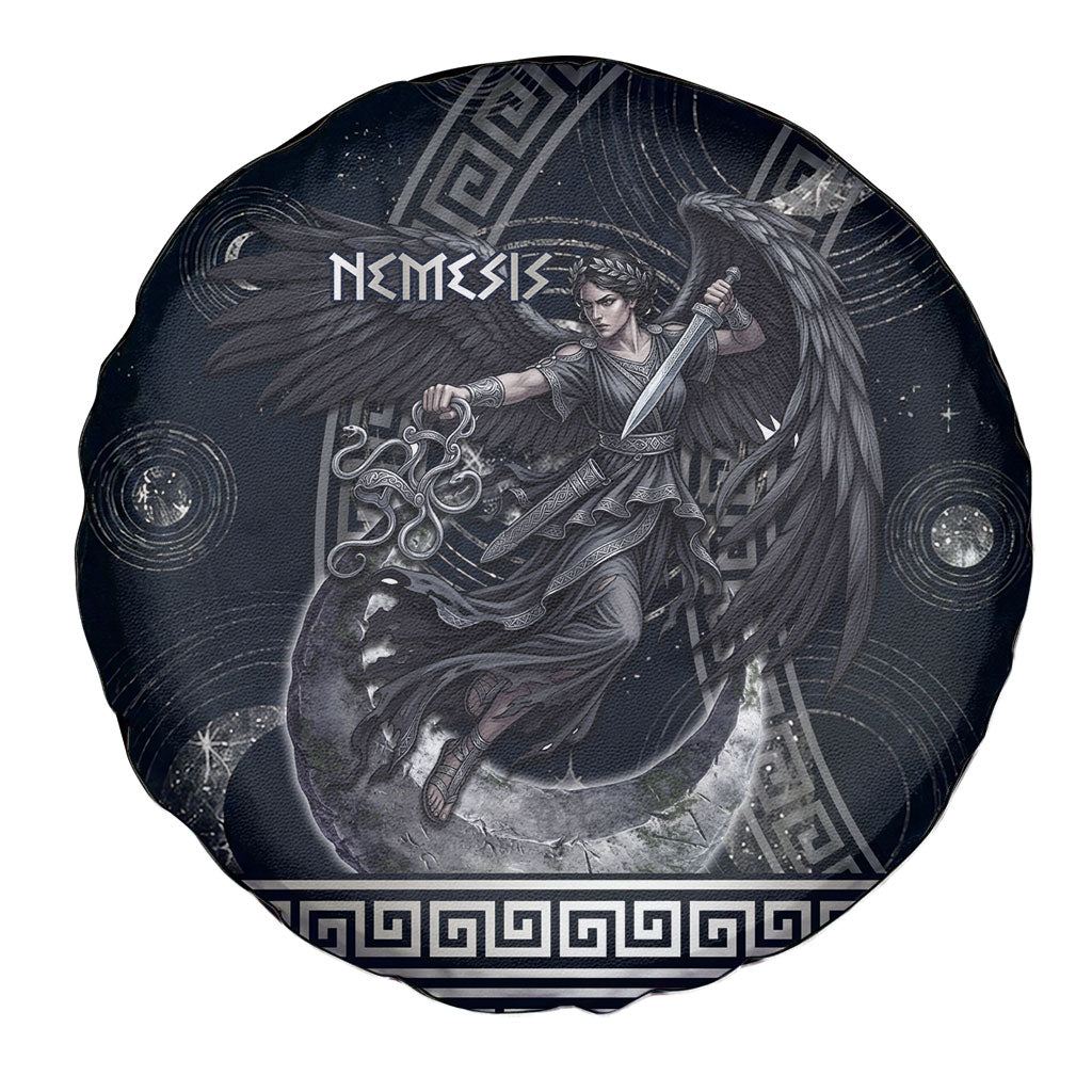 Nemesis Goddess Spare Tire Cover Winged Nemesis Crescent Moon Sword Greek Key