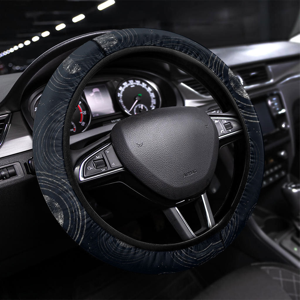 Nemesis Goddess Steering Wheel Cover Winged Nemesis Crescent Moon Sword Greek Key