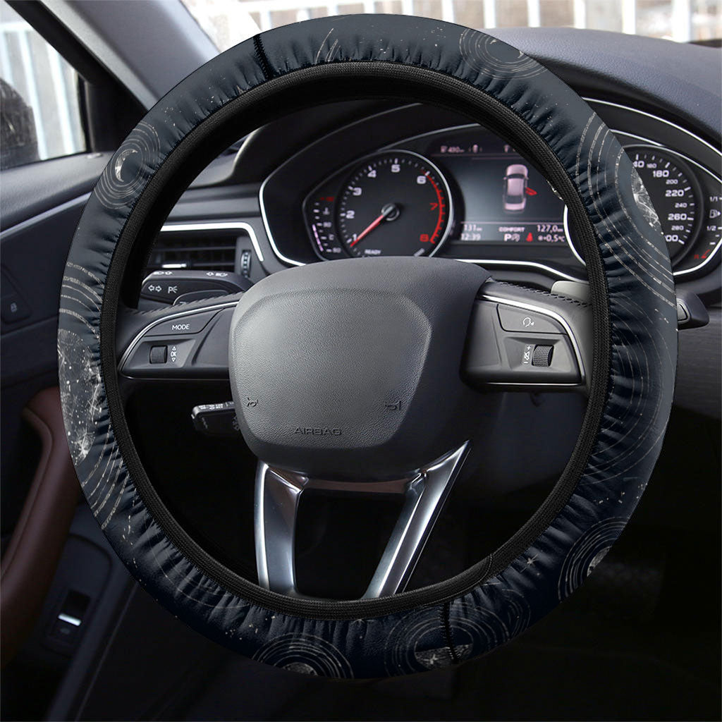 Nemesis Goddess Steering Wheel Cover Winged Nemesis Crescent Moon Sword Greek Key