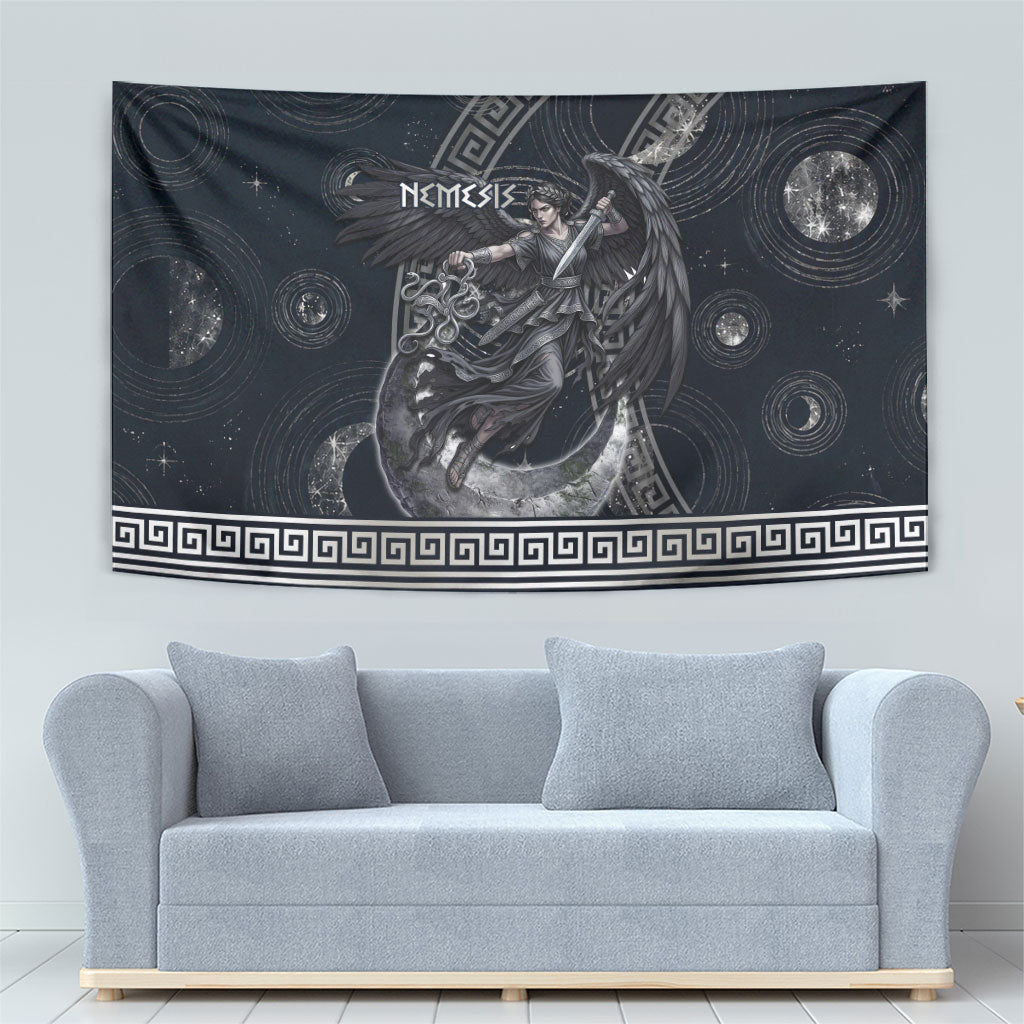 Nemesis Goddess Tapestry Winged Nemesis Crescent Moon Sword Greek Key