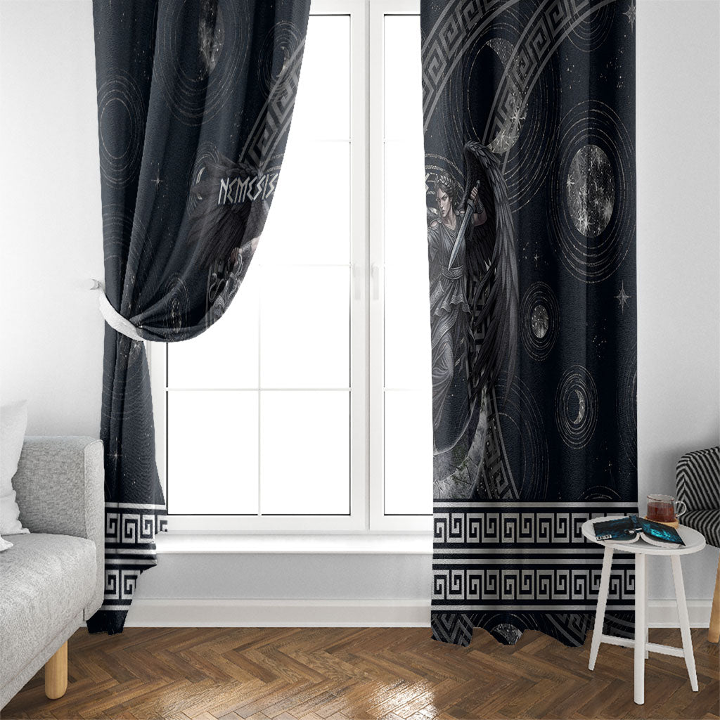 Nemesis Goddess Window Curtain Winged Nemesis Crescent Moon Sword Greek Key
