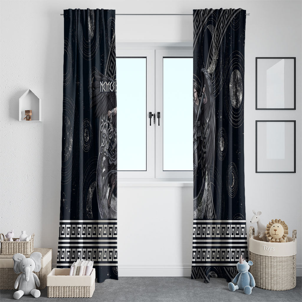 Nemesis Goddess Window Curtain Winged Nemesis Crescent Moon Sword Greek Key