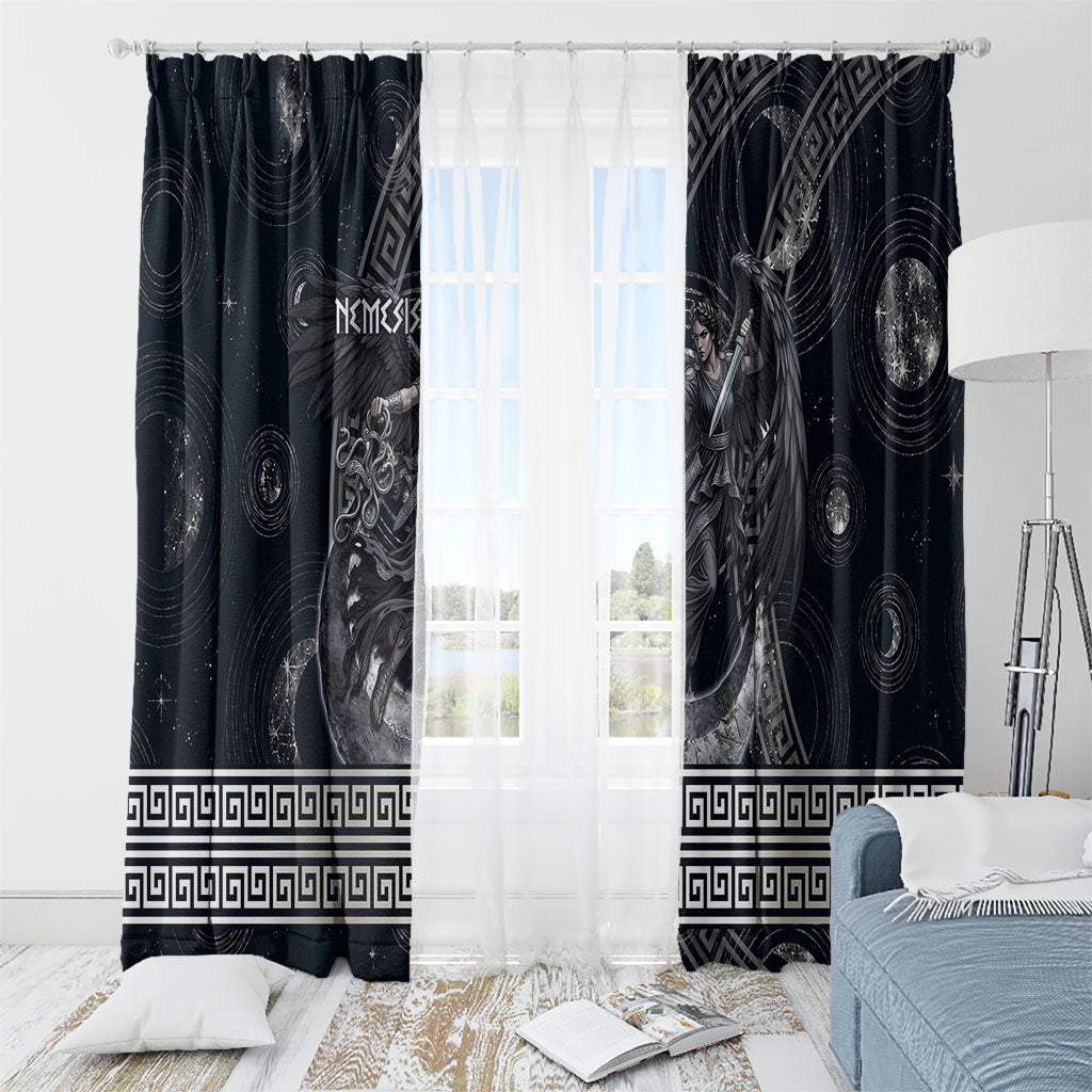 Nemesis Goddess Window Curtain Winged Nemesis Crescent Moon Sword Greek Key