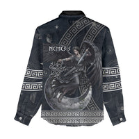 Nemesis Goddess Women Casual Shirt Winged Nemesis Crescent Moon Sword Greek Key