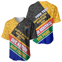 Personalized South Africa Heritage Day Baseball Jersey One Nation Many Stories Geometric Flag Pattern