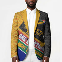 Personalized South Africa Heritage Day Blazer One Nation Many Stories Geometric Flag Pattern