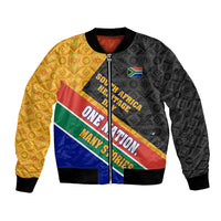 Personalized South Africa Heritage Day Bomber Jacket One Nation Many Stories Geometric Flag Pattern
