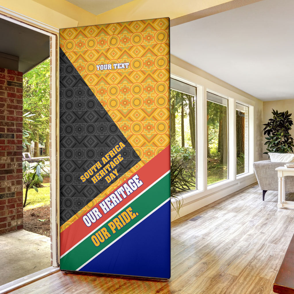 Personalized South Africa Heritage Day Door Cover One Nation Many Stories Geometric Flag Pattern