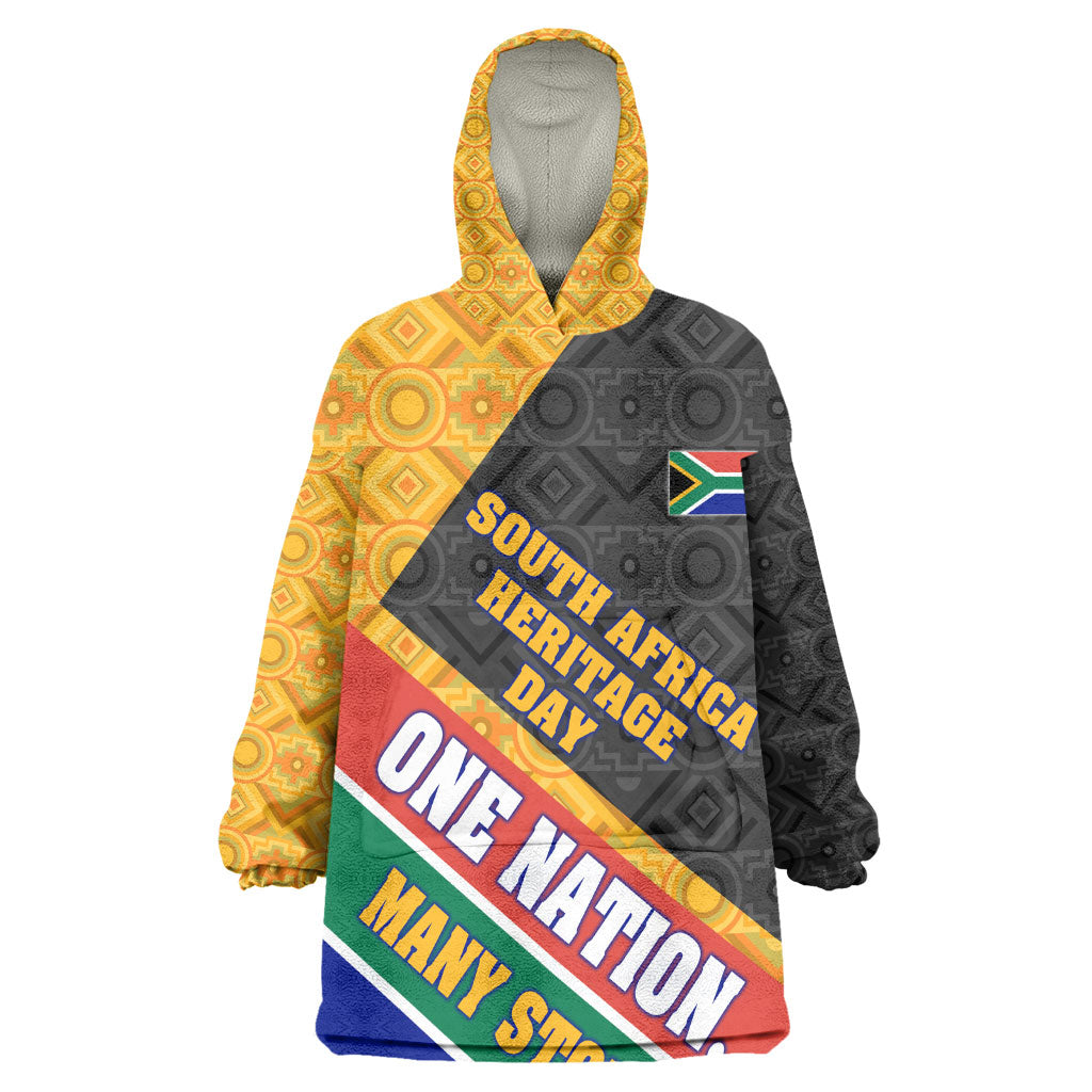 Personalized South Africa Heritage Day Kid Wearable Blanket Hoodie One Nation Many Stories Geometric Flag Pattern