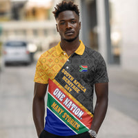 Personalized South Africa Heritage Day Polo Shirt One Nation Many Stories Geometric Flag Pattern