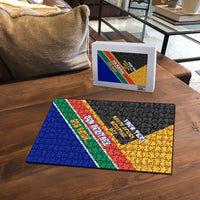 Personalized South Africa Heritage Day Puzzle One Nation Many Stories Geometric Flag Pattern