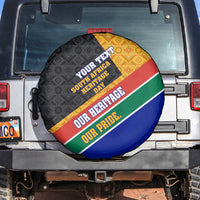 Personalized South Africa Heritage Day Spare Tire Cover One Nation Many Stories Geometric Flag Pattern